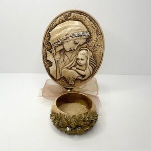 Kelee Zouk Mosbeh Lebanon UNIQUE-RARE Holy Water Font-Rhinestone-Madonna & Child